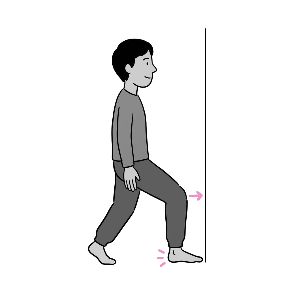 Illustration of bent-knee soleus stretch