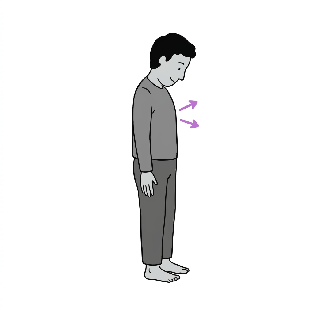 Illustration of chin-to-chest stretch