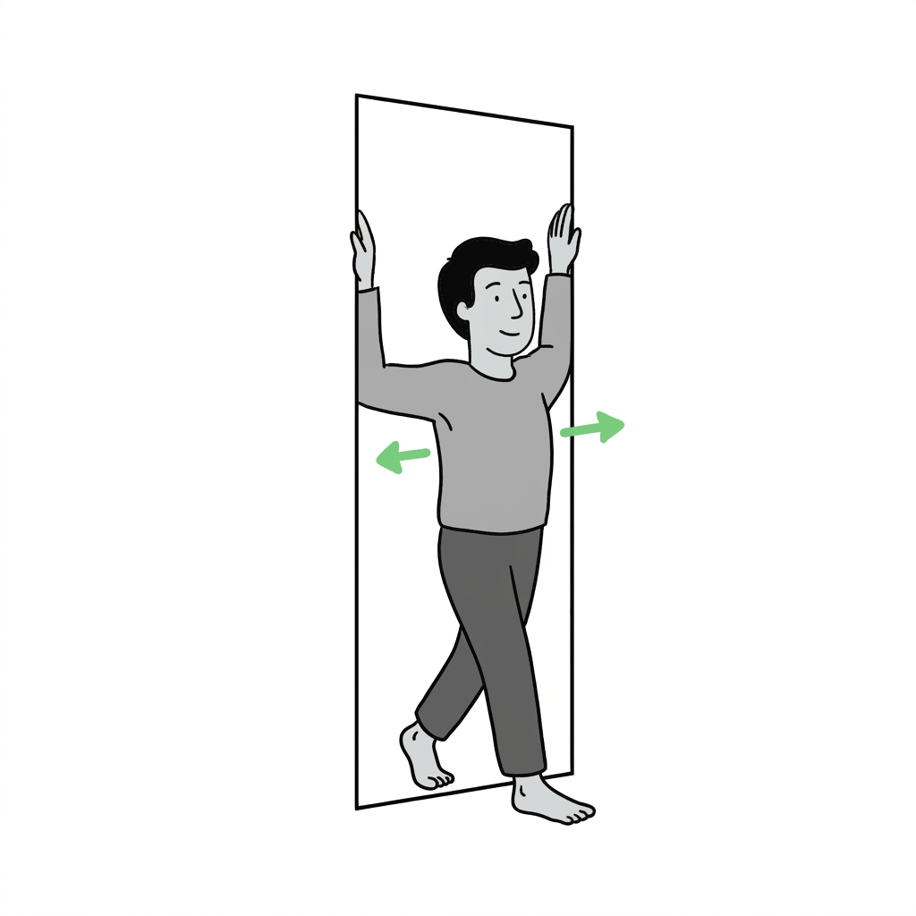 Illustration of double-arm doorway chest stretch