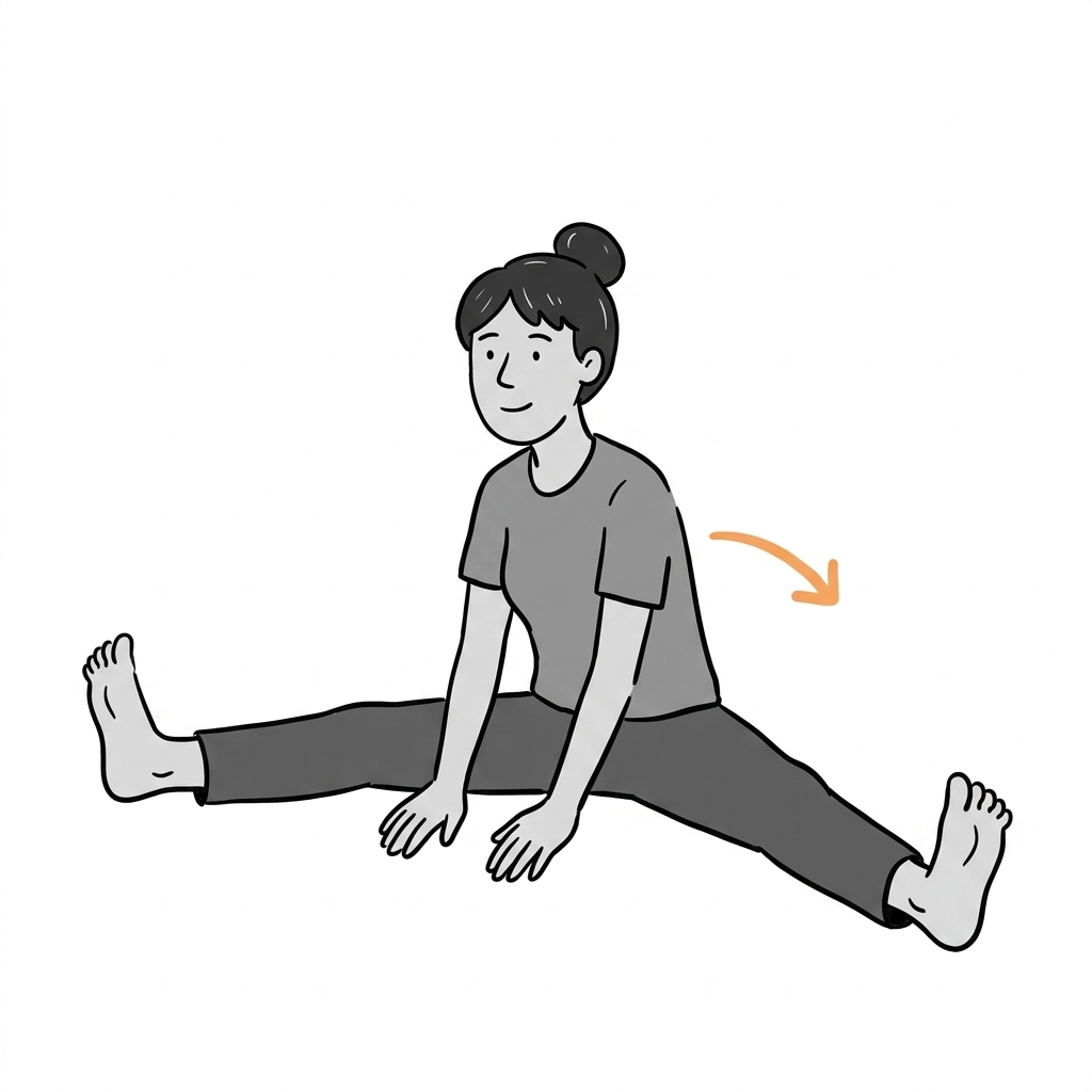 Illustration of seated straddle stretch