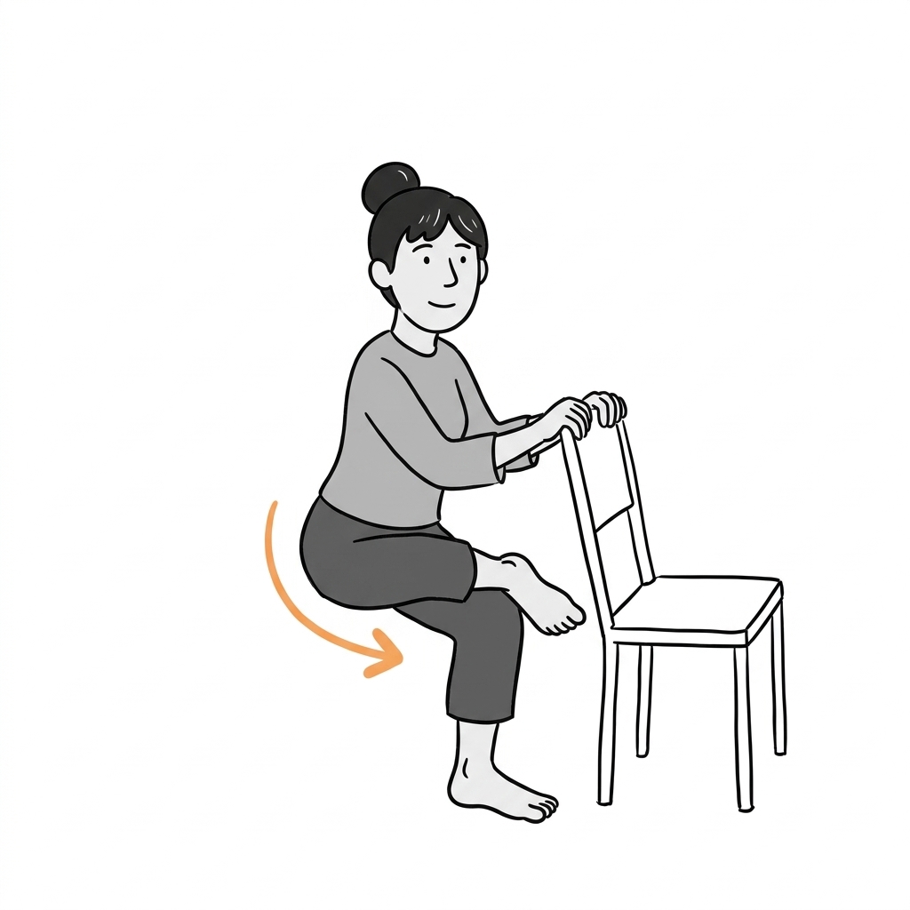 Illustration of standing figure-four stretch