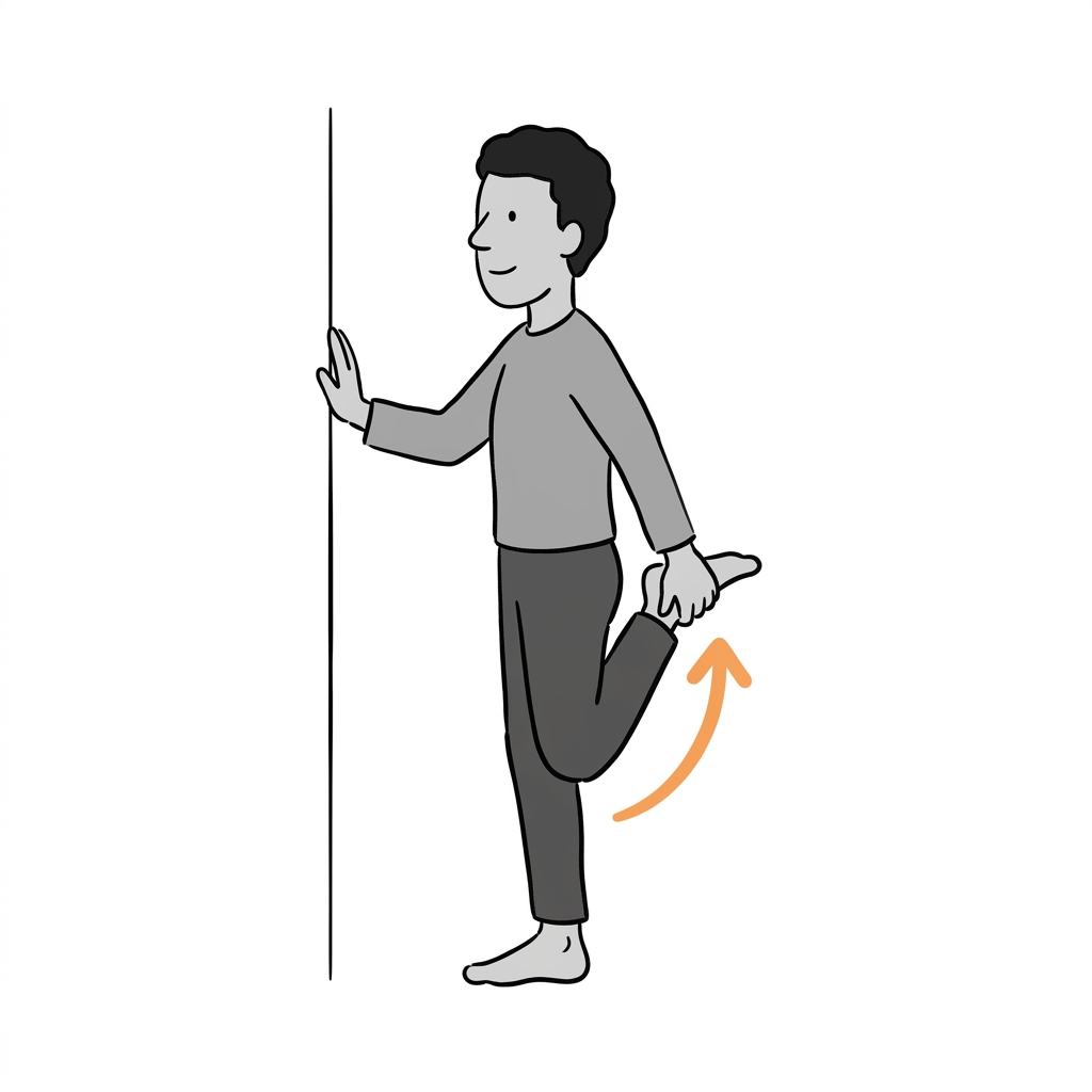 Illustration of standing quadriceps stretch