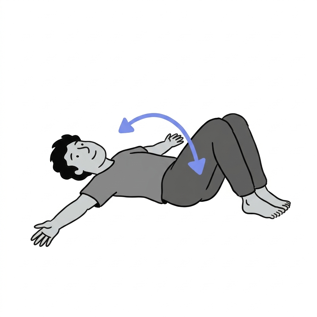 Illustration of supine trunk rotation